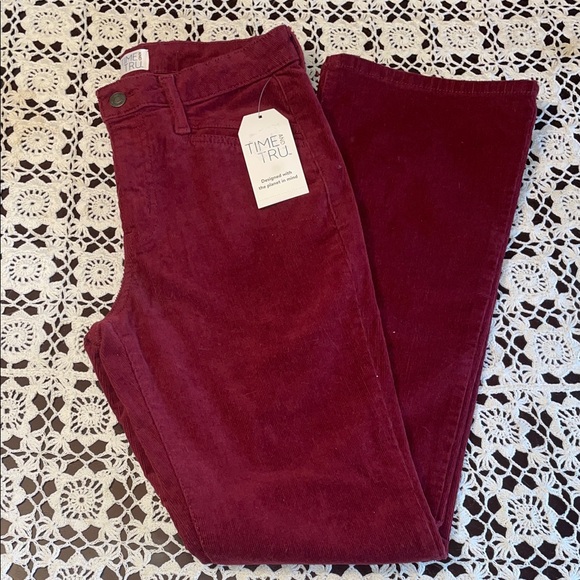 Time and Tru Denim - Time and Tru Burgundy Corduroy Straight-Leg Pants